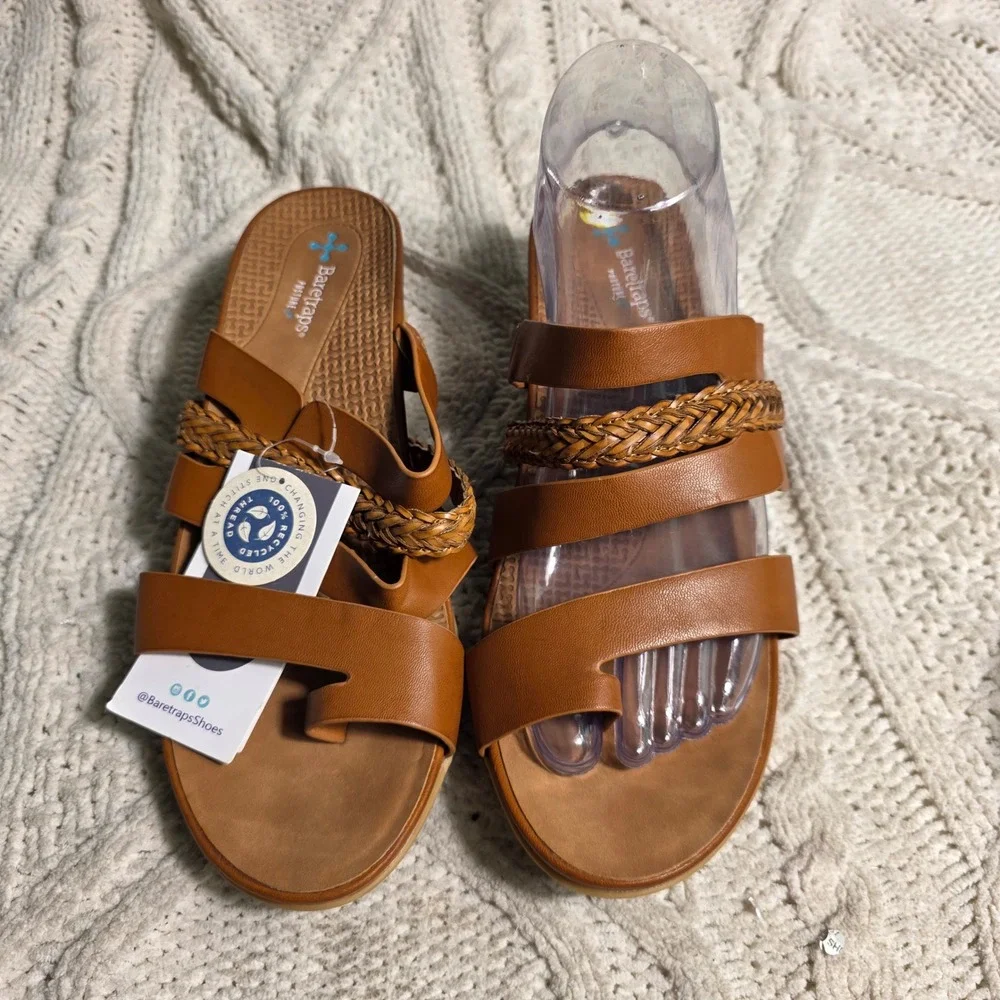 Baretraps Posture Strappy Wedge Sandals Brown Braided Women 9M New‎